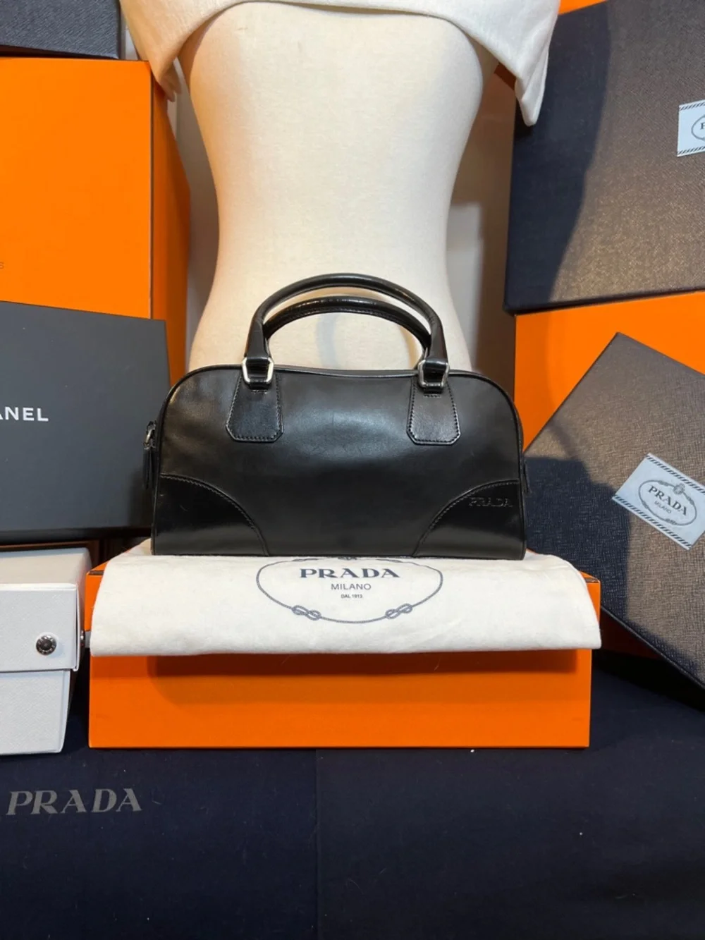 Prada Black Leather Double-Handle Satchel - Picture 12 of 12